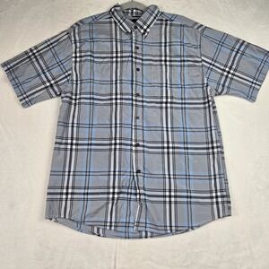Walnut Creek Shirt Men's‎ Large Blue Gray Plaid Short Sleeve Shirt Button Up